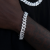 Pulsera cubana de diamantes baguette en oro blanco - 12 mm