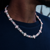 Cadena Baguette Cruz Mal de Ojo en Oro Rosa - 16mm