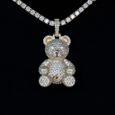 Dije de oso de peluche helado en oro amarillo