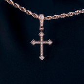 Colgante Cruz Celta Helada de Oro Rosa