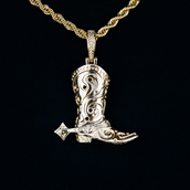 Cowboy Boot Pendant in Yellow Gold
