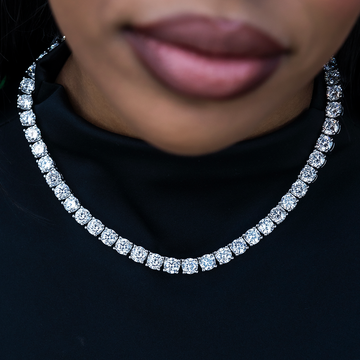 Diamond Tennis Necklace in White Gold- 7mm