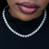 Diamond Tennis Necklace in White Gold- 7mm