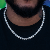 GLD Diamond Tennis Chain in White Gold- 7mm