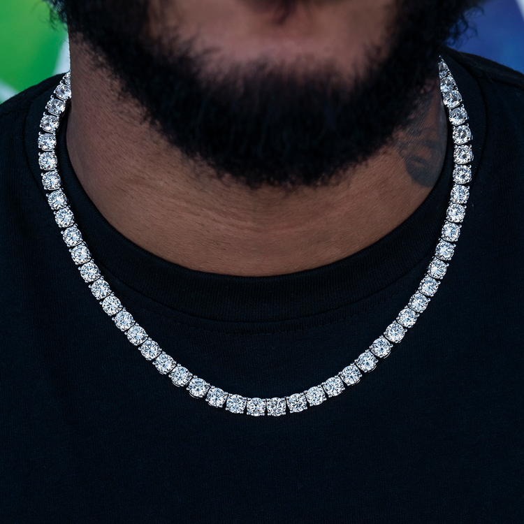 Diamond Tennis Chain in White Gold- 7mm