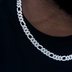 Cadena Fígaro de Diamantes en Oro Blanco - 10mm