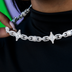 Diamond Ball Star Mariner Necklace in White Gold- 10mm