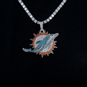 Large Miami Dolphins Logo Pendant - White Gold
