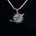 Colgante grande con el logo de los Miami Dolphins - Oro blanco