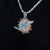 Colgante grande con el logo de los Miami Dolphins - Oro blanco