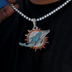 Colgante grande con el logo de los Miami Dolphins - Oro blanco