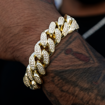 Pulsera Diamond Cuban Link en Oro Amarillo - 19 mm