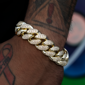 GLD Diamond Cuban Link Bracelet in Yellow Gold- 19mm