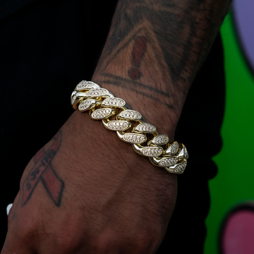 Pulsera Diamond Cuban Link en Oro Amarillo - 19 mm