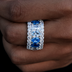 Multicolor Diamond Blue Layered Ring in White Gold Vermeil