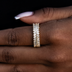Diamond Baguette Herringbone Ring in Yellow Gold Vermeil