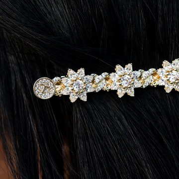 Barrette Flor de Diamantes en Oro Amarillo - 7mm