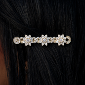 Diamond Flower Barrette in Yellow Gold- 7mm