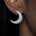 Pendientes de tuerca de media luna de pavé de diamantes