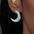 Pendientes de tuerca de media luna de pavé de diamantes