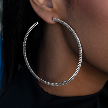 Eternity Hoop Earrings in White Gold-2MM