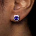 Pendientes de talla cojín morados