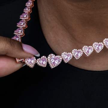 Diamond Heart Cluster Necklace in Rose Gold