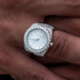 Anillo con reloj de diamantes en vermeil de oro blanco