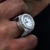 Anillo con reloj de diamantes en vermeil de oro blanco