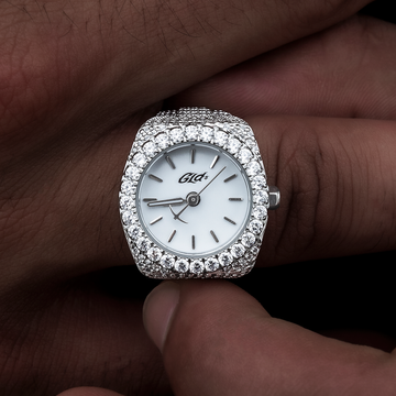 Diamond Watch Ring in White Gold Vermeil