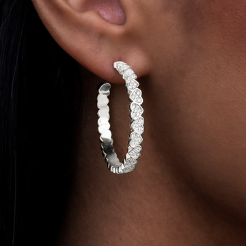 Eternity Heart Hoop Earrings - White Gold