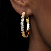 Eternity Heart Hoop Earrings - Yellow Gold