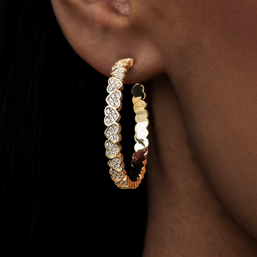 Eternity Heart Hoop Earrings - Yellow Gold