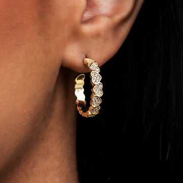 Eternity Heart Hoop Earrings - Yellow Gold
