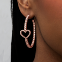 Pendientes de Aro Corazón Tenis - Oro Rosa