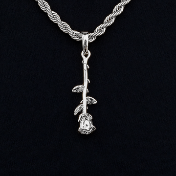 Hanging Rose Pendant in White Gold