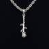 Rope Chain + Hanging Rose Pendant Gift Bundle in White Gold - 4mm