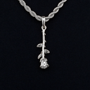 Hanging Rose Pendant in White Gold