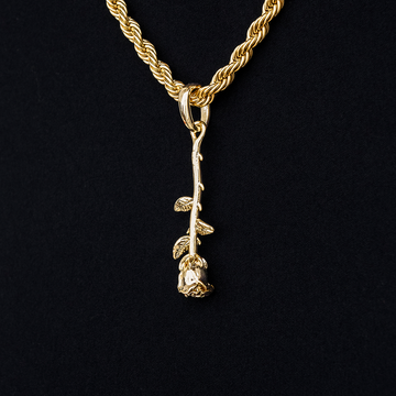 Hanging Rose Pendant in Yellow Gold