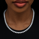 Heart Diamond Tennis Necklace in White Gold- 6mm