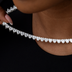 Cadena de tenis con diamantes en forma de corazón de oro blanco de 6 mm