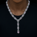 Collar lariat en oro blanco con diamantes, racimo, marinero, lágrima, color rosa