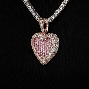Colgante Corazón Baguette Rosa en Oro Rosa