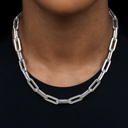 Paper Clip Necklace in White Gold- 8mm