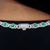 10mm Iced Halo Cuban Necklace with Malachite in White Gold