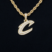 Cleveland Cavaliers Official NBA Micro Logo Pendant in Yellow Gold