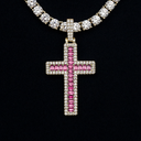 Colgante Cruz Baguette Rosa