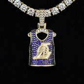 Los Angeles Lakers Official NBA Jersey Pendant - Yellow Gold