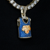 Colgante de oro amarillo con la camiseta oficial de los New York Knicks de la NBA