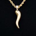 Colgante de cuerno italiano grande en oro amarillo